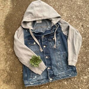 Jack & Jones | Men’s Distressed Denim Jean Jersey Hooded Jacket